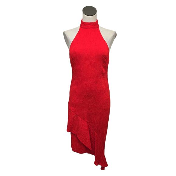 Elliatt Felice Asymmetric Halter Neck Sleeveless Dress Red Size Medium Ruffle - Picture 1 of 11